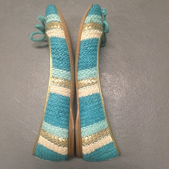 NWT Vince Camuto Lyon Blue & Gold Ballerina Flats - Picture 10 of 16